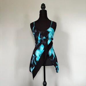 vtg y2k Kiwi asymmetrical layered fairycore cami top